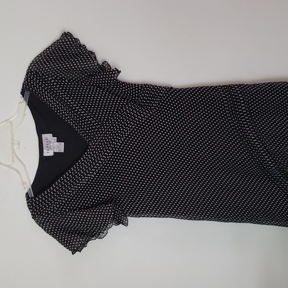 Papell petites silk polka dot asymmetrical hem midi maxi dress, flutter sleeve - Picture 2 of 9